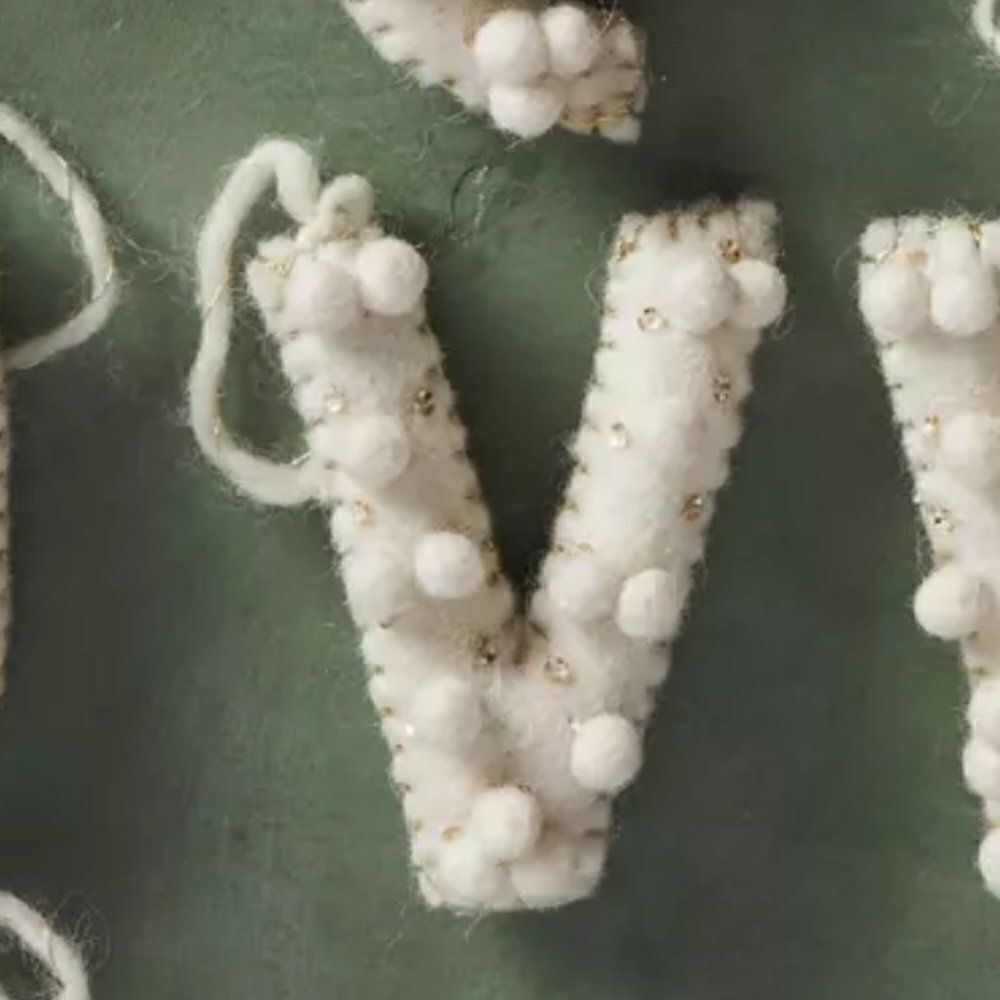 ANTHROPOLOGIE Holly Pommed Ornament Letter V - Picture 1 of 4